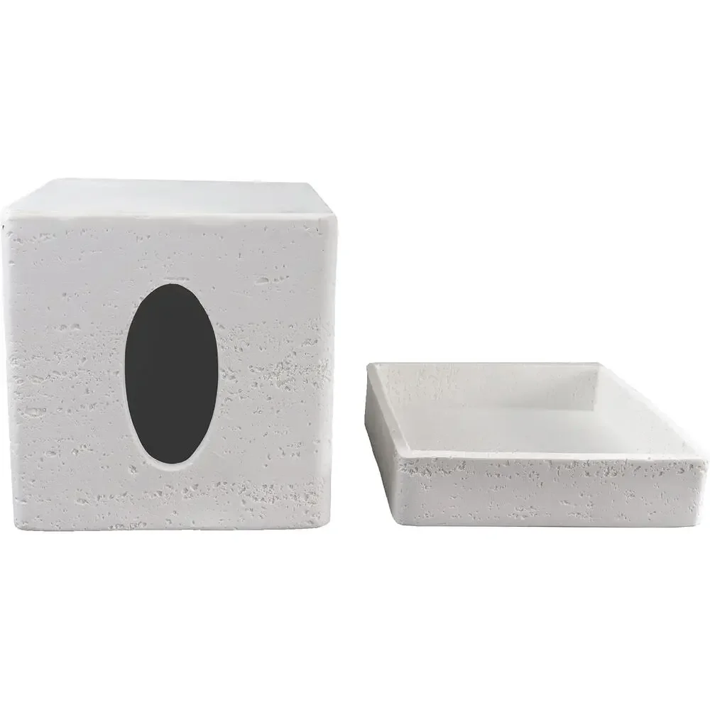 Hymmah Tray Tissue Box Cover Holder Unique Cube Design Tissue Dispenser-White